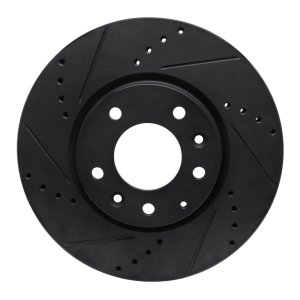 Mazda CX-7 Brake Rotor (1) - Front Left - R1 Concepts - Drilled & Slotted - Black - `07-`12